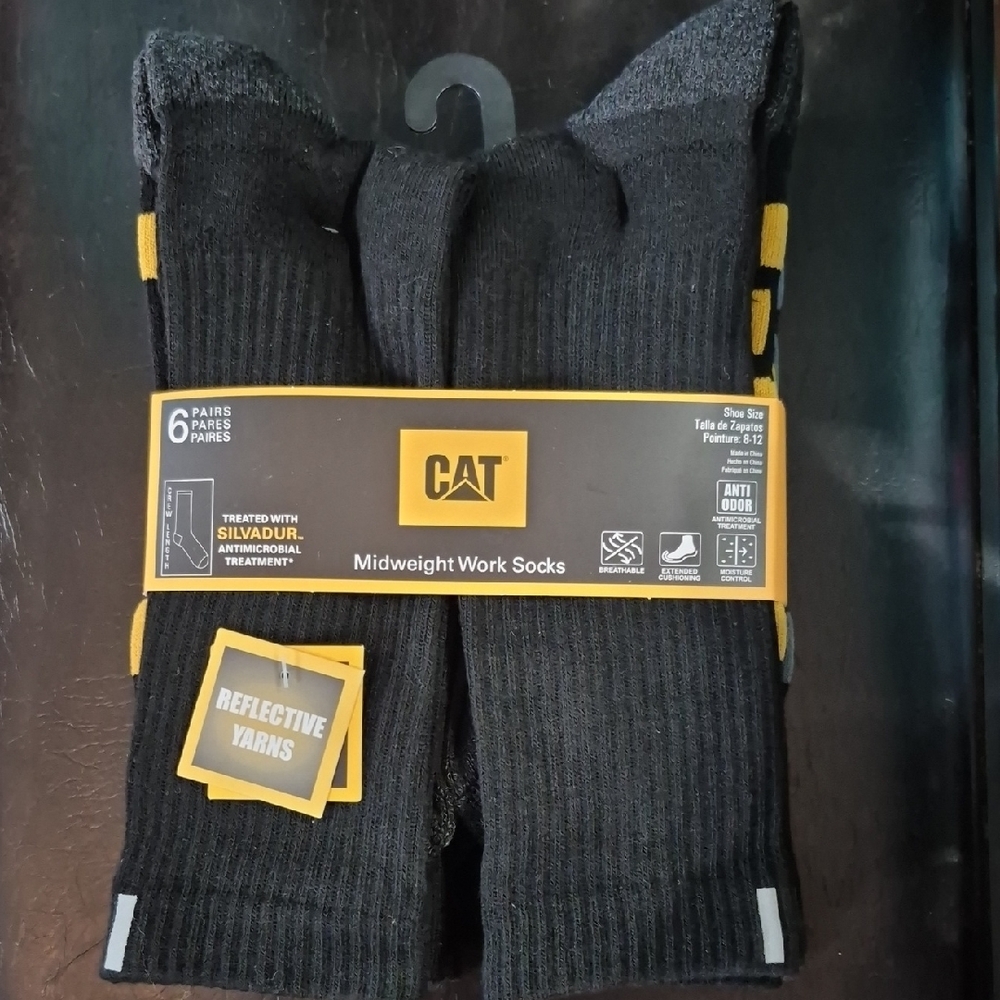 Caterpillar Midweight Work Socks - Black, Gray, and Yellow